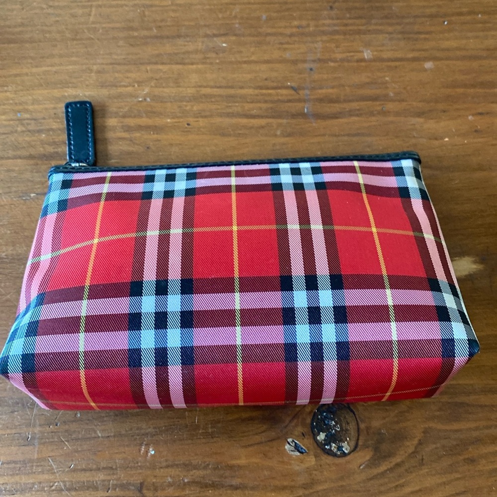 Burberry Plaid Coated Canvas Cosmetic Bag